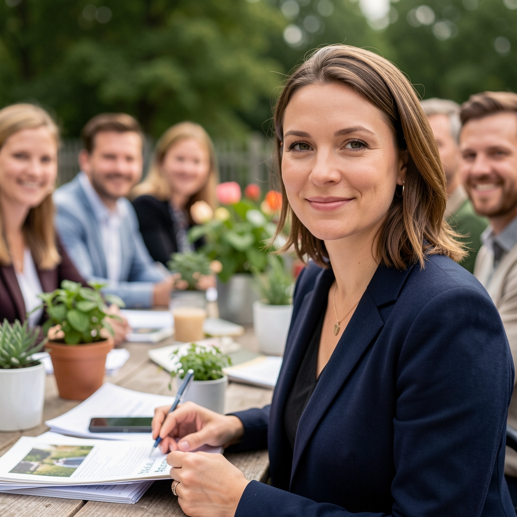 Lille redaktionelt team omkring bord med kildemateriale og planter i Aalborg